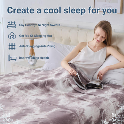 Cooling Blanket for Hot Sleepers Queen Size 90"x90", Summer Ice Cold Blanket Absorbs Heat to Keep Body Cool for Night Sweats, Lightweight Breathable Cold Blankets for Sleeping Bed & Sofa