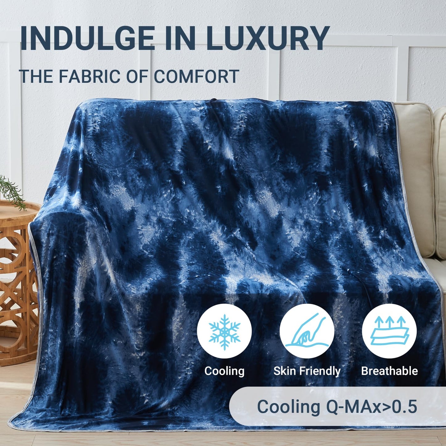 Cooling Blanket for Hot Sleepers Queen Size 90"x90", Summer Ice Cold Blanket Absorbs Heat to Keep Body Cool for Night Sweats, Lightweight Breathable Cold Blankets for Sleeping Bed & Sofa