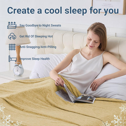 Cooling Blanket for Hot Sleepers Queen Size 90"x90", Summer Ice Cold Blanket Absorbs Heat to Keep Body Cool for Night Sweats, Lightweight Breathable Cold Blankets for Sleeping Bed & Sofa