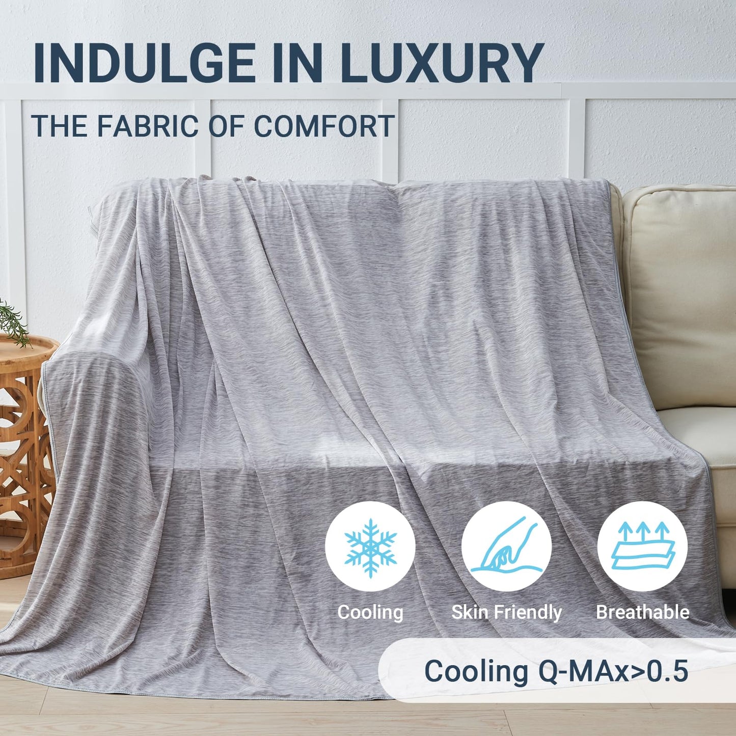 Cooling Blanket for Hot Sleepers Queen Size 90"x90", Summer Ice Cold Blanket Absorbs Heat to Keep Body Cool for Night Sweats, Lightweight Breathable Cold Blankets for Sleeping Bed & Sofa