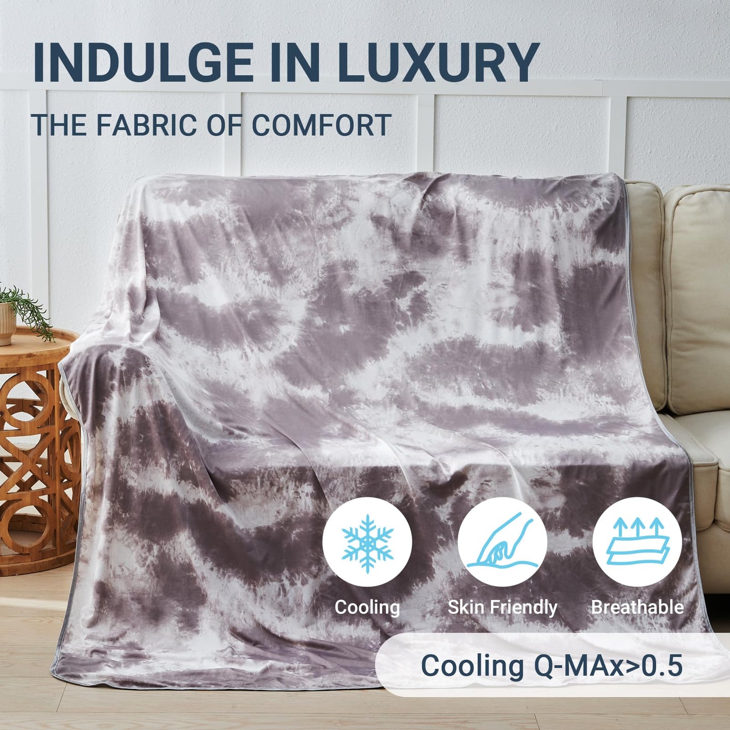 Cooling Blanket for Hot Sleepers Queen Size 90"x90", Summer Ice Cold Blanket Absorbs Heat to Keep Body Cool for Night Sweats, Lightweight Breathable Cold Blankets for Sleeping Bed & Sofa