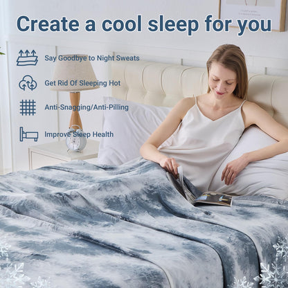 Cooling Blanket for Hot Sleepers Queen Size 90"x90", Summer Ice Cold Blanket Absorbs Heat to Keep Body Cool for Night Sweats, Lightweight Breathable Cold Blankets for Sleeping Bed & Sofa