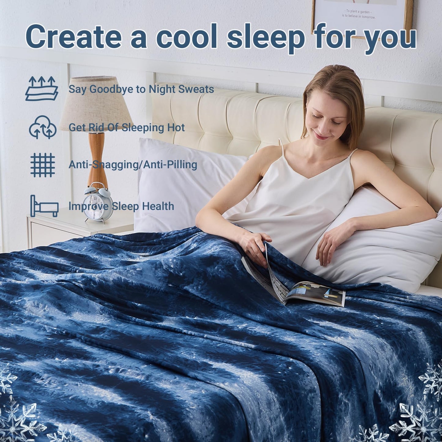Cooling Blanket for Hot Sleepers Queen Size 90"x90", Summer Ice Cold Blanket Absorbs Heat to Keep Body Cool for Night Sweats, Lightweight Breathable Cold Blankets for Sleeping Bed & Sofa