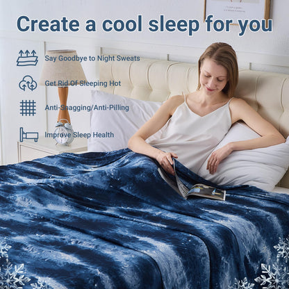 Cooling Blanket for Hot Sleepers Queen Size 90"x90", Summer Ice Cold Blanket Absorbs Heat to Keep Body Cool for Night Sweats, Lightweight Breathable Cold Blankets for Sleeping Bed & Sofa