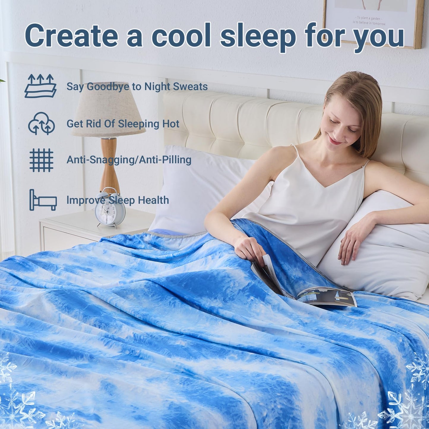 Cooling Blanket for Hot Sleepers Queen Size 90"x90", Summer Ice Cold Blanket Absorbs Heat to Keep Body Cool for Night Sweats, Lightweight Breathable Cold Blankets for Sleeping Bed & Sofa