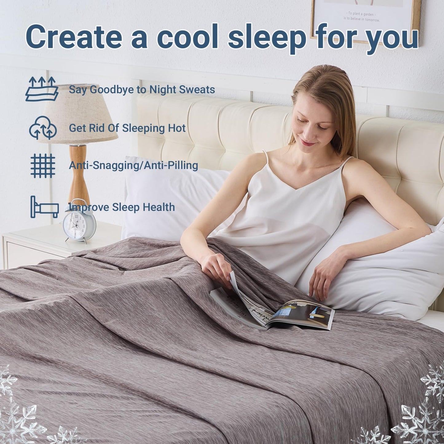 Cooling Blanket for Hot Sleepers Queen Size 90"x90", Summer Ice Cold Blanket Absorbs Heat to Keep Body Cool for Night Sweats, Lightweight Breathable Cold Blankets for Sleeping Bed & Sofa