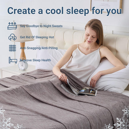 Cooling Blanket for Hot Sleepers Queen Size 90"x90", Summer Ice Cold Blanket Absorbs Heat to Keep Body Cool for Night Sweats, Lightweight Breathable Cold Blankets for Sleeping Bed & Sofa