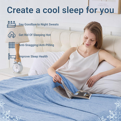 Cooling Blanket for Hot Sleepers Queen Size 90"x90", Summer Ice Cold Blanket Absorbs Heat to Keep Body Cool for Night Sweats, Lightweight Breathable Cold Blankets for Sleeping Bed & Sofa