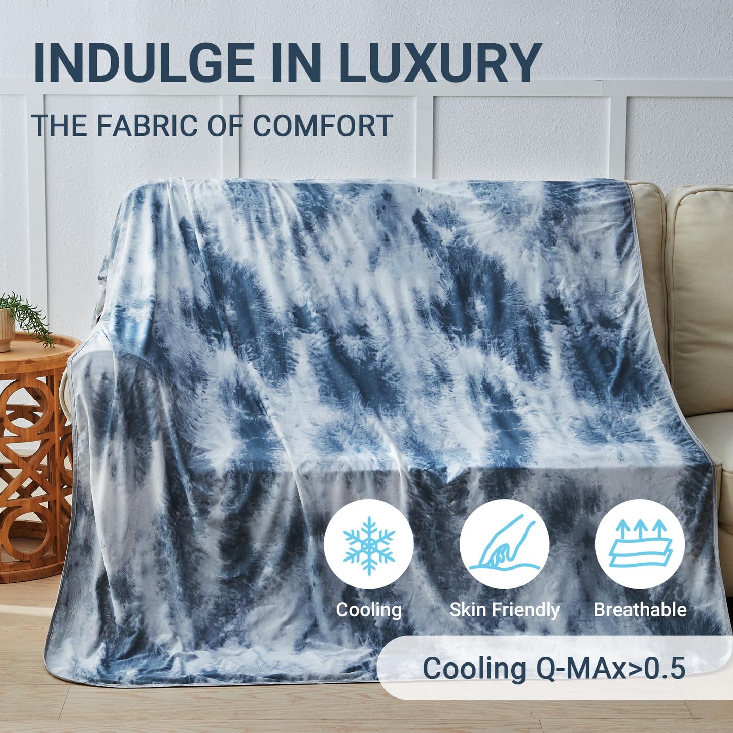 Cooling Blanket for Hot Sleepers Queen Size 90"x90", Summer Ice Cold Blanket Absorbs Heat to Keep Body Cool for Night Sweats, Lightweight Breathable Cold Blankets for Sleeping Bed & Sofa