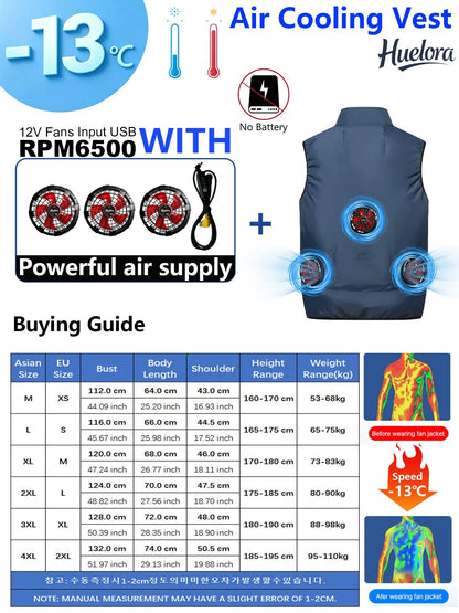 4FAN Solid Color Stand Collar Air Cooling Vest Men Dual Fans USB Summer Work Sleeveless Waistcoat Outdoor Fishing Cooling Jacket