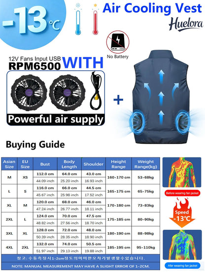 4FAN Solid Color Stand Collar Air Cooling Vest Men Dual Fans USB Summer Work Sleeveless Waistcoat Outdoor Fishing Cooling Jacket