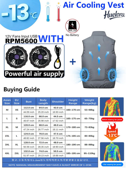 4FAN Solid Color Stand Collar Air Cooling Vest Men Dual Fans USB Summer Work Sleeveless Waistcoat Outdoor Fishing Cooling Jacket