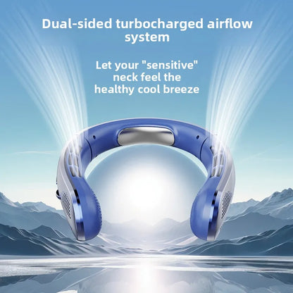 8000mAh Electric Hanging Neck Fan Portable Bladeless Mini Rechargeable Mute LED Digital Display Air Cooler For Outdoor