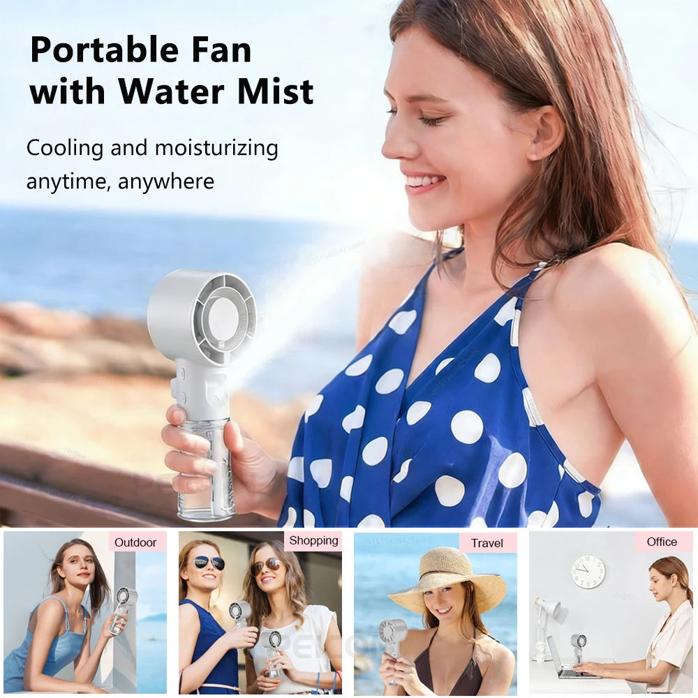 Portable Mini Humidifier Spray Fan Handheld Water Mist Fan Rechargeable Personal Hand Fan Small Water Spray Fan For Outdoor