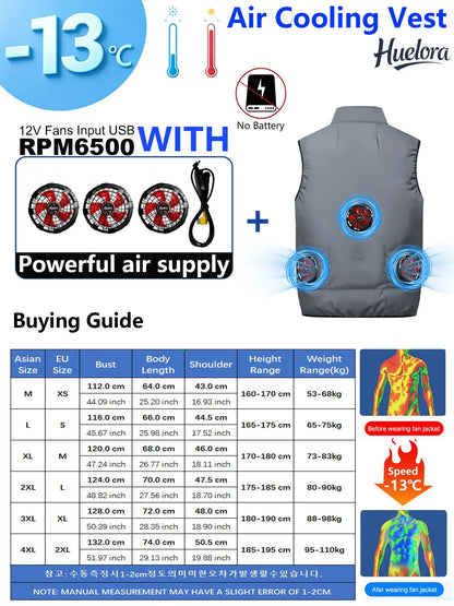 4FAN Solid Color Stand Collar Air Cooling Vest Men Dual Fans USB Summer Work Sleeveless Waistcoat Outdoor Fishing Cooling Jacket